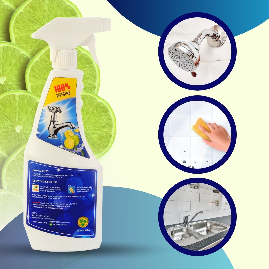 Sparkle Hardwater Scale Remover Liquid Spray for Faucets | Glass widows | Tiles | Showers | Bathroom Fixtures (350ML)