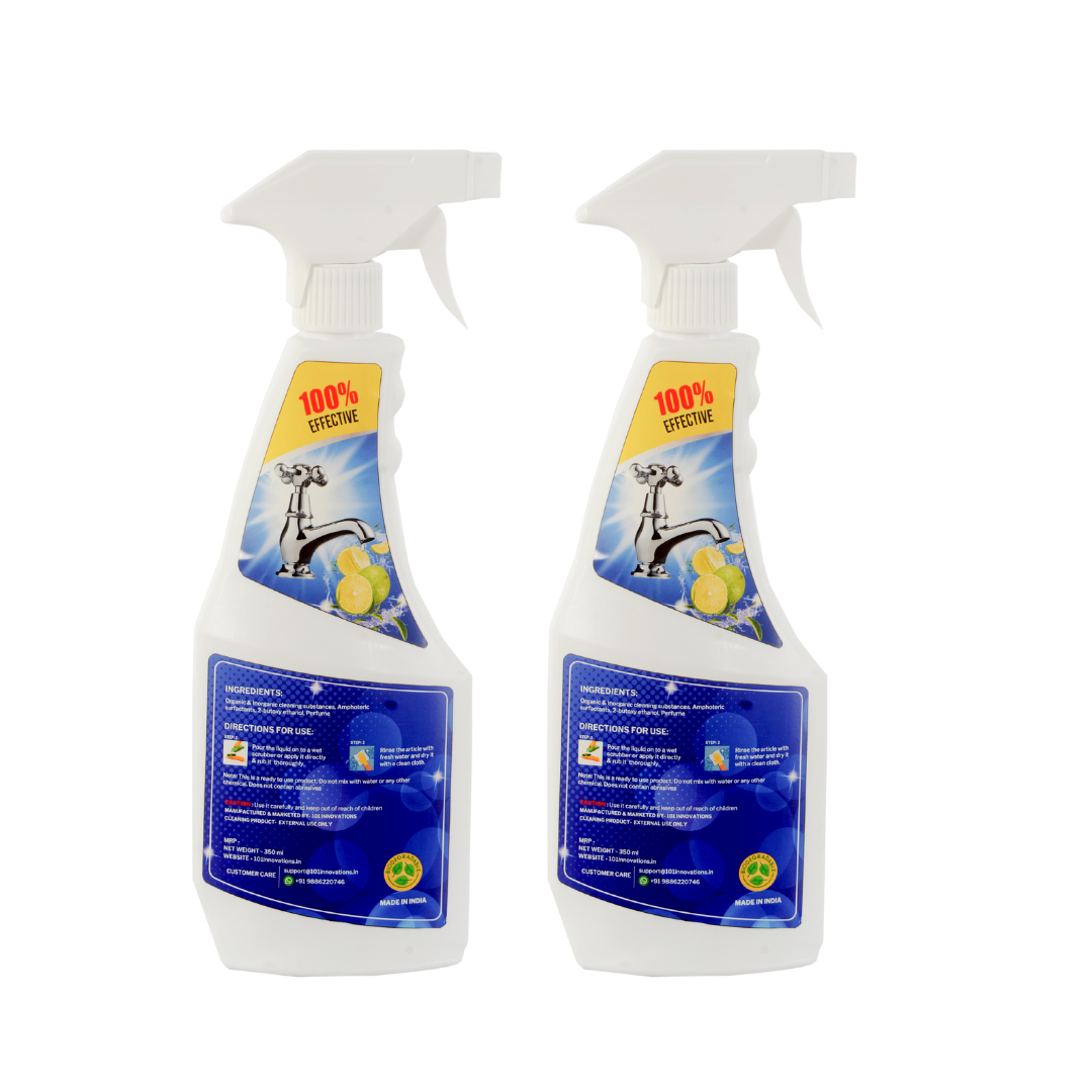 RiverSoft Sparkle Hardwater Scale Remover Liquid Spray for Faucets | Glass widows | Tiles | Showers | Bathroom Fixtures (350ML, Pack of 2)