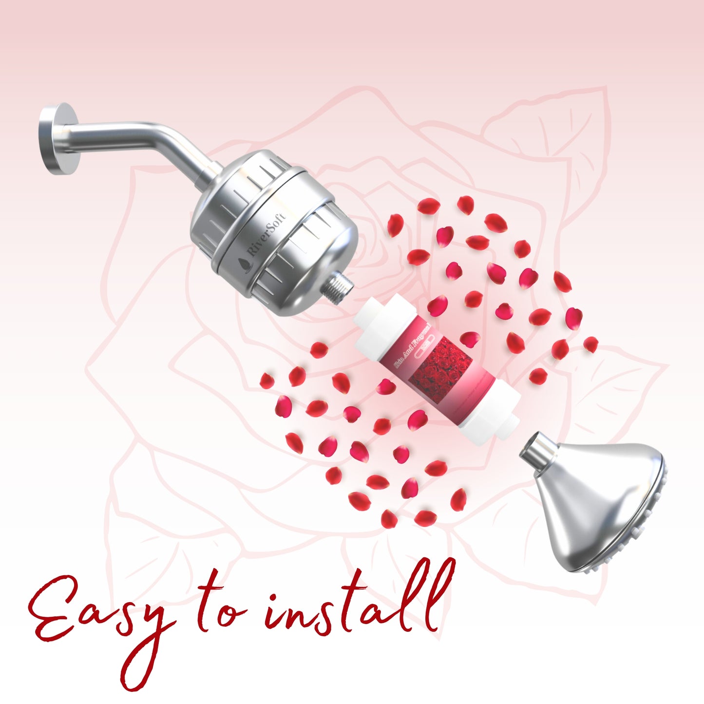 Fragrance Shower filter for hard water and chlorine with Skin and Fragrance filter | Rose Fragrance | Removes odor