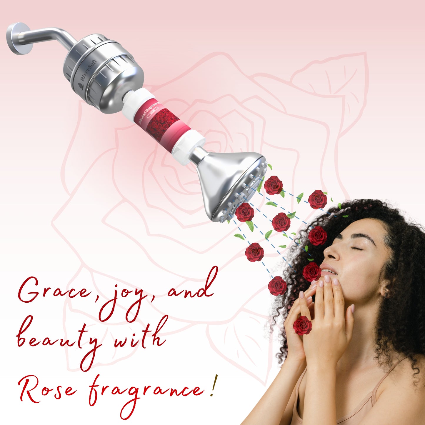 Fragrance Shower filter for hard water and chlorine with Skin and Fragrance filter | Rose Fragrance | Removes odor