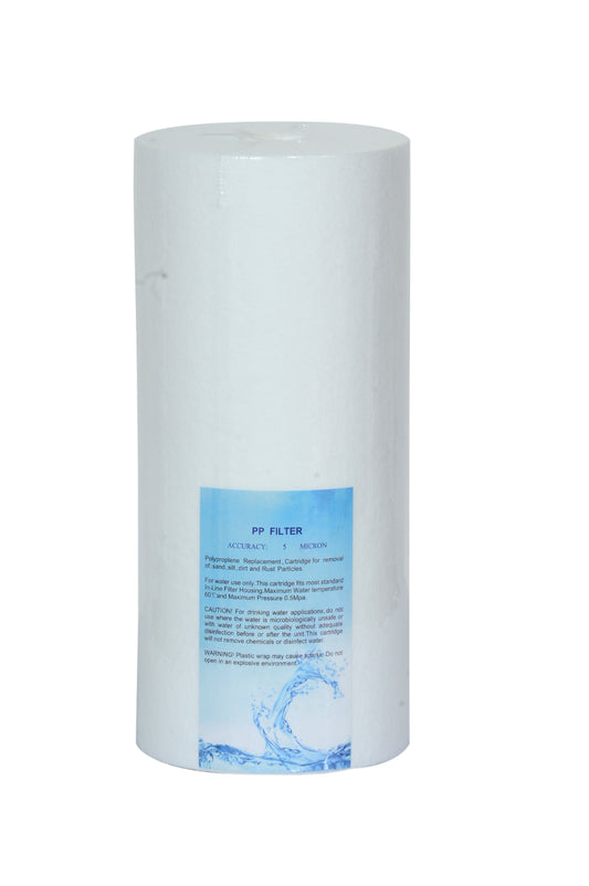 SPC-10 Spun Cartridge for 10 inch Mainline Sediment Filter (White, 5 Micron,10 inch, PP)