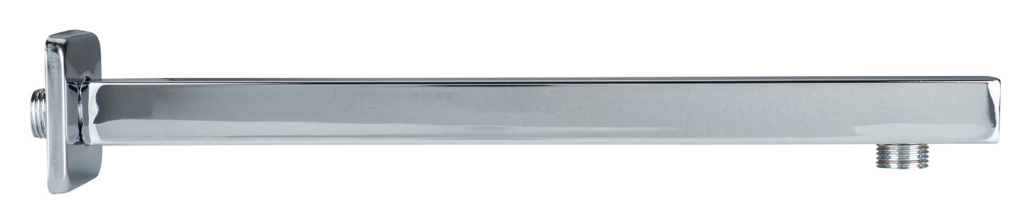 RiverSoft Rainshower shower arm with flange (15 inch, Chrome, Brass, Pack of 1)