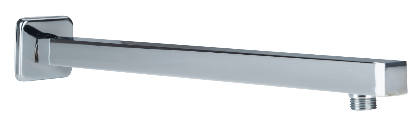 RiverSoft Rainshower shower arm with flange (18 inch, Chrome, Brass, Pack of 1)