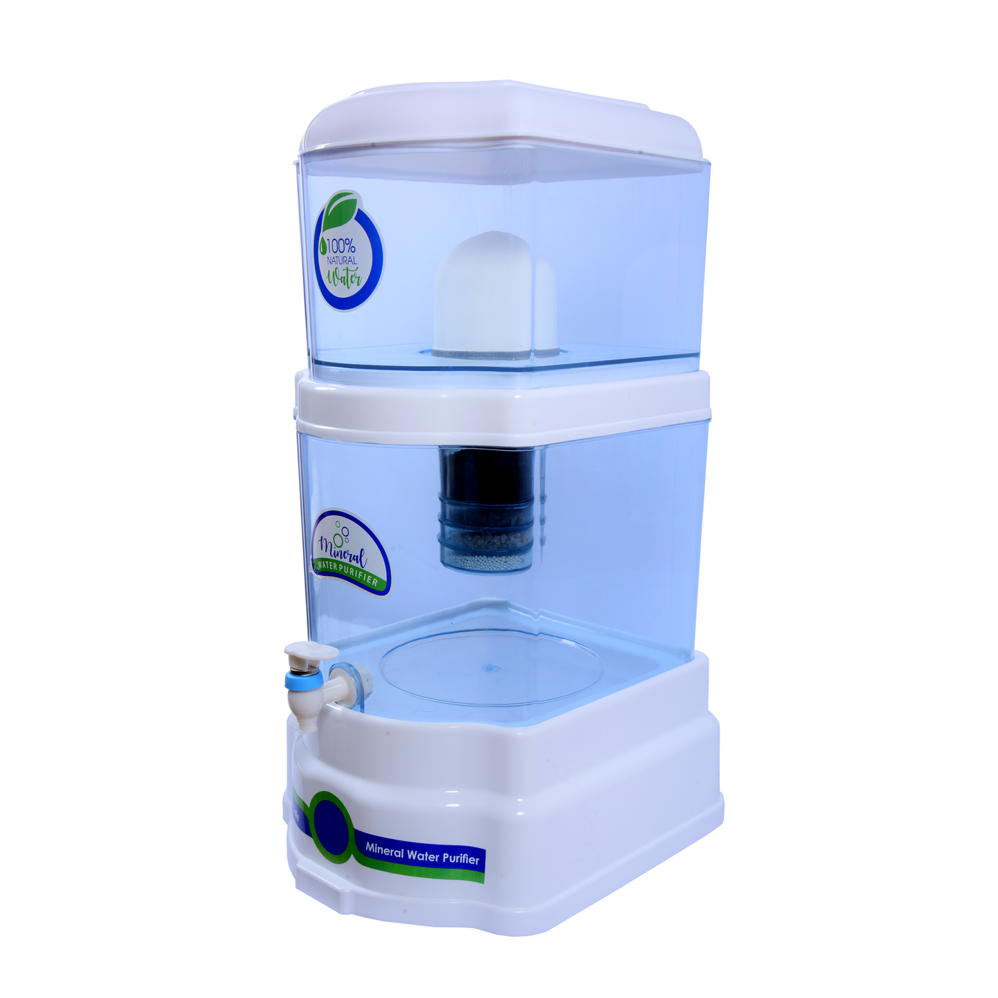 RiverSoft PS-CDM-20 PureStream Gravity Water Purifier 5 Stages | Ceramic and Mineral Balls | Non-Electric and Chemical Free | Counter Top (Transparent, 20L, ABS, Pack of 1)