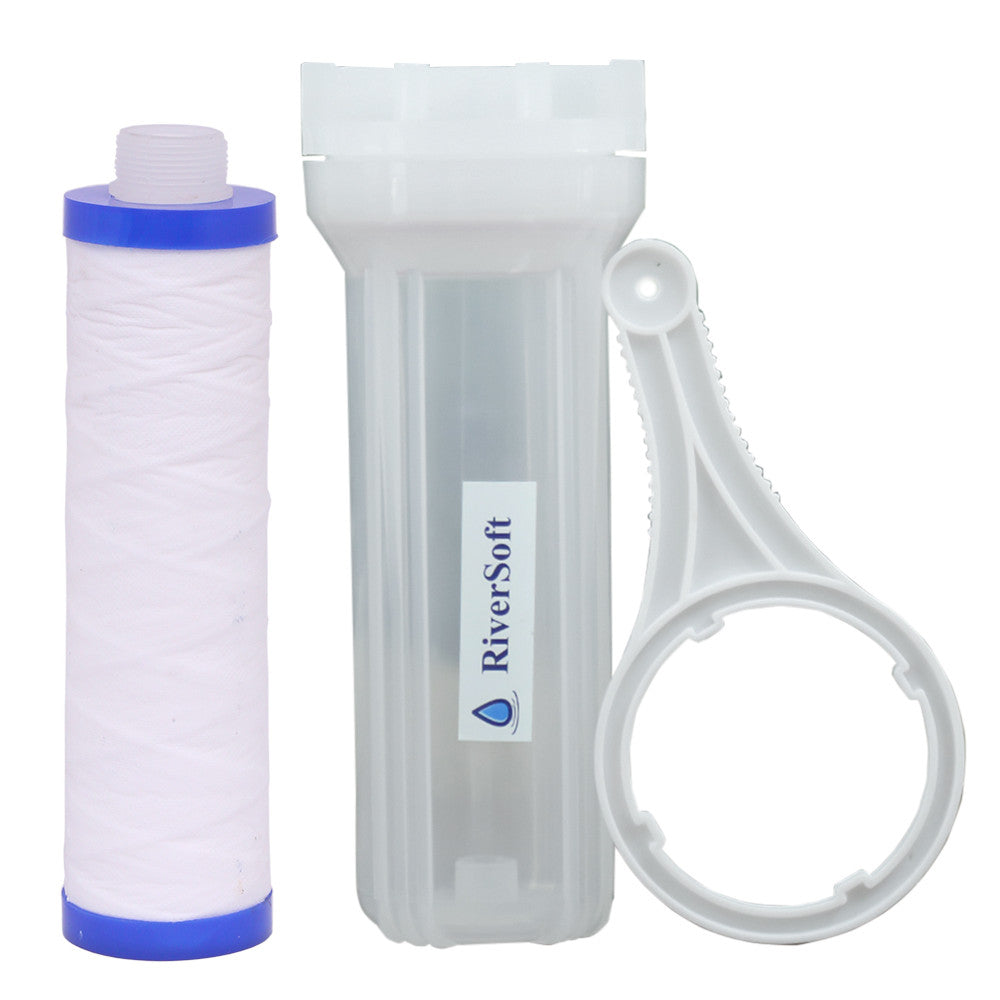 RiverSoft PreRO-6-STR RO prefilter semi-transparent housing kit with inbuilt mounting clamp | Compatible with KENT RO Water Purifier (1/4 inch / 6 mm connection, Semi-transparent, PP)