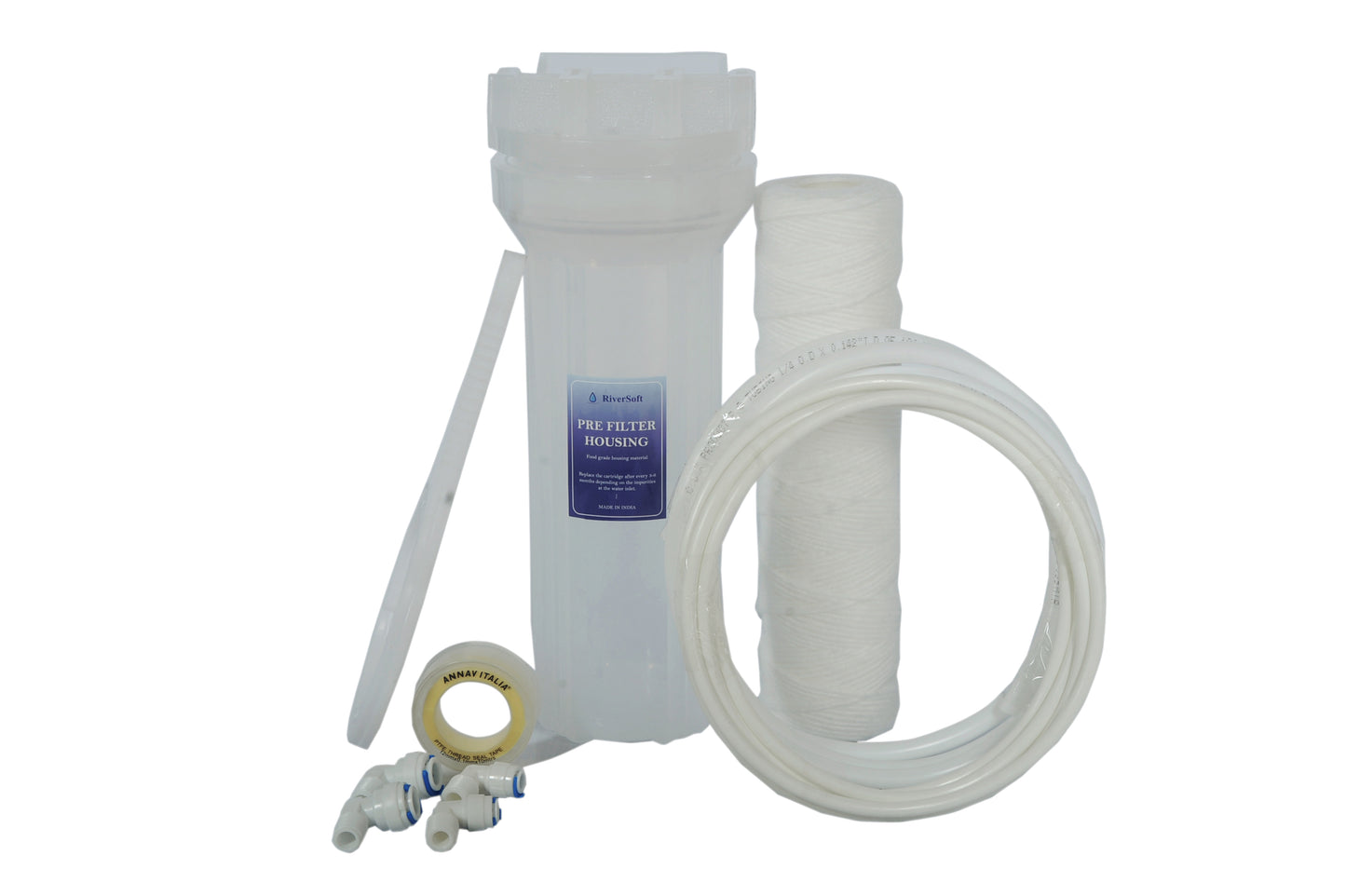 PreRO-10-STR Prefilter semi transparent housing | With Yarn wound cartridge | Fits in all purifiers | All accesories included