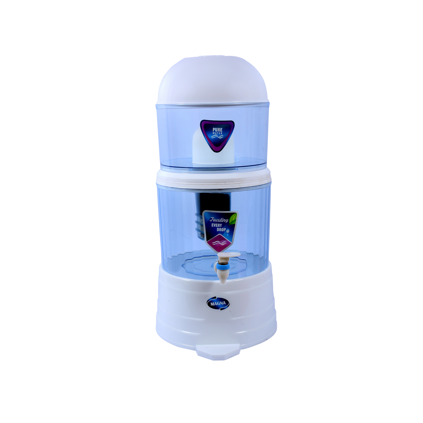 RiverSoft PS-CDM-16 PureStream Gravity Water Purifier 5 Stages | Ceramic and Mineral Balls | Non-Electric and Chemical Free | Counter Top (Transparent, 16L, ABS, Pack of 1)