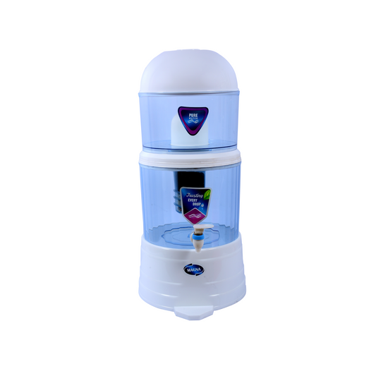 RiverSoft PS-CDM-16 PureStream Gravity Water Purifier 5 Stages | Ceramic and Mineral Balls | Non-Electric and Chemical Free | Counter Top (Transparent, 16L, ABS, Pack of 1)