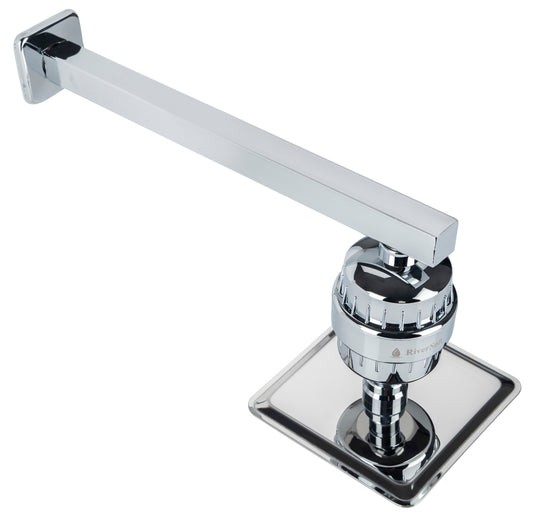 RiverSoft Rain-Shower Set RS66SF15, 6 inch x 6 inch rain shower with shower arm 15 inch and SF-15 Pro Shower filter for hard water with 15 stage (SS304, ABS, Chrome)