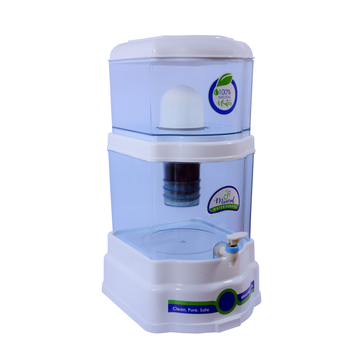 RiverSoft PS-CDM-20 PureStream Gravity Water Purifier 5 Stages | Ceramic and Mineral Balls | Non-Electric and Chemical Free | Counter Top (Transparent, 20L, ABS, Pack of 1)