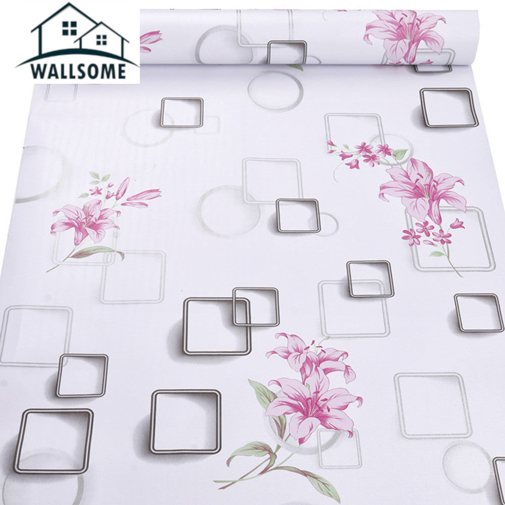 Wallsome 3DWL-1000 3D Windows with Pink Lily Bloom Self Adhesive Wallpaper for Living Room | Bedroom | Kids Room (45 x 1000 cm)