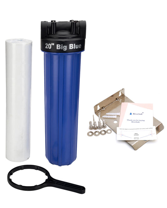 ASP-20 Mainline sediment filter | 20 inch big blue housing with spun cartridge | 5 micron | 1 inch inlet outlet