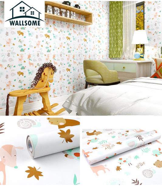 Wallsome AT-500 Jungle Theme Self Adhesive Wallpaper for Kids Room | Nursery | Bedroom (45 x 500 cm)