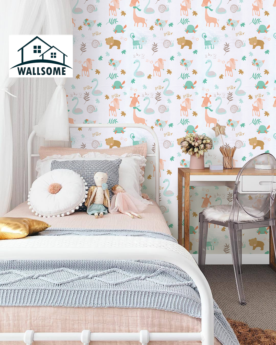 Wallsome AT-500 Jungle Theme Self Adhesive Wallpaper for Kids Room | Nursery | Bedroom (45 x 500 cm)