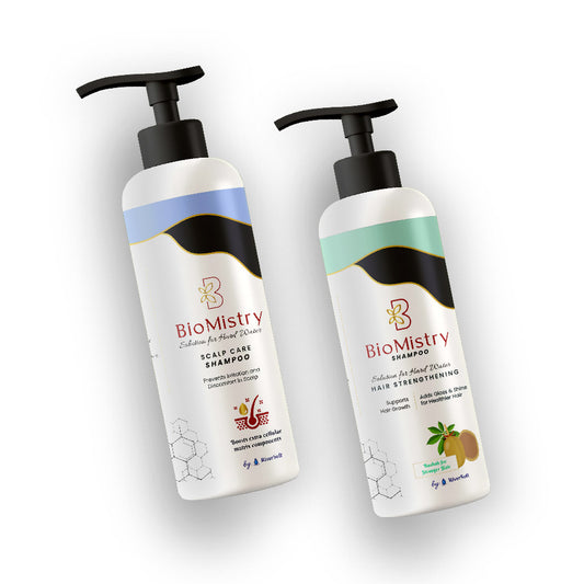 BioMistry Combo of Hair Strengthening and Scalp Care Shampoo | with Triglyphix Sense, Baobab seed extract and Amaranth seed extract | Stops hard water damage to hair and scalp - 200ml each