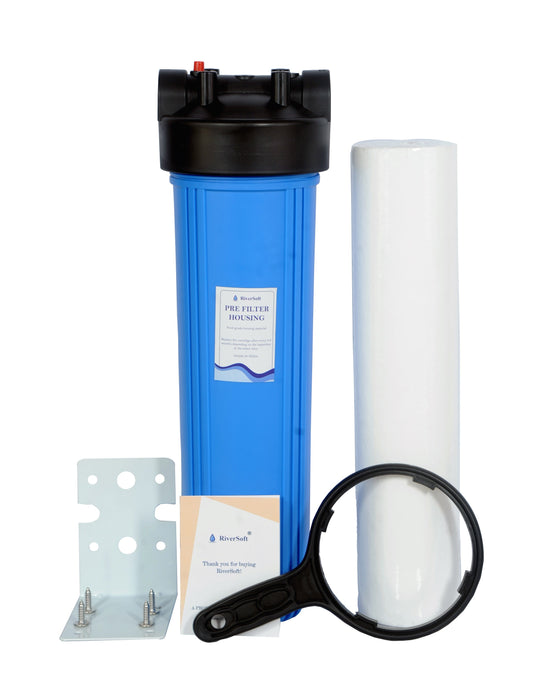 ASP-20 Mainline sediment filter | 20 inch big blue housing with spun cartridge | 1 micron | 1 inch inlet outlet