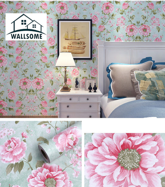 Wallsome HB-1000 Hibiscus Bloom Self Adhesive Wallpaper for Living Room | Kitchen | Bedroom (45 x 1000 cm)