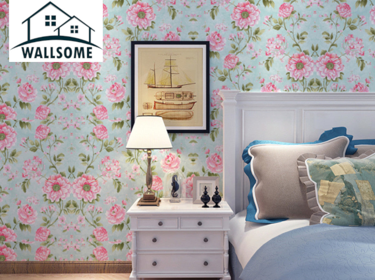 Wallsome HB-1000 Hibiscus Bloom Self Adhesive Wallpaper for Living Room | Kitchen | Bedroom (45 x 1000 cm)