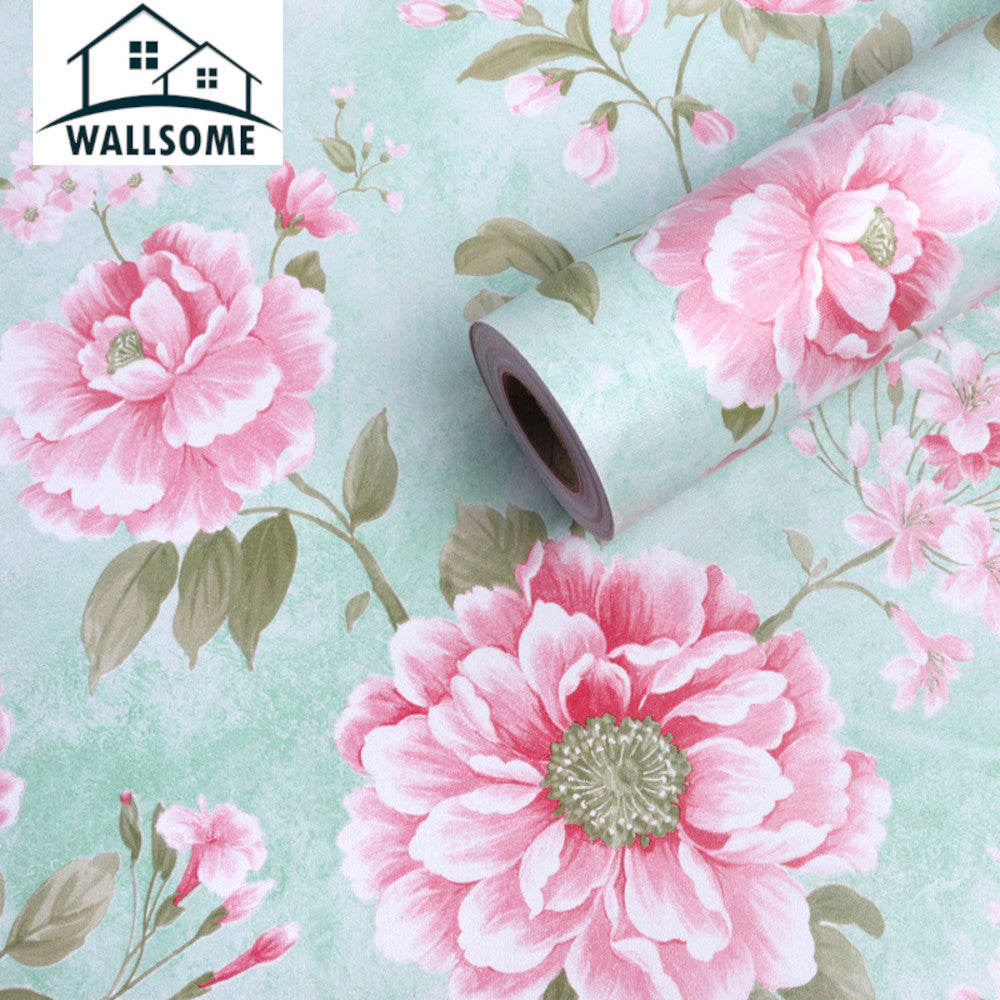 Wallsome HB-1000 Hibiscus Bloom Self Adhesive Wallpaper for Living Room | Kitchen | Bedroom (45 x 1000 cm)