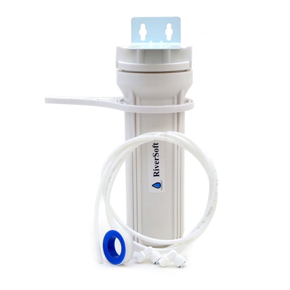 RiverSoft PreRO-10 RO prefilter housing assembly | Compatible with KENT RO Water Purifier (3/8 inch / 10mm connection, White, PP)