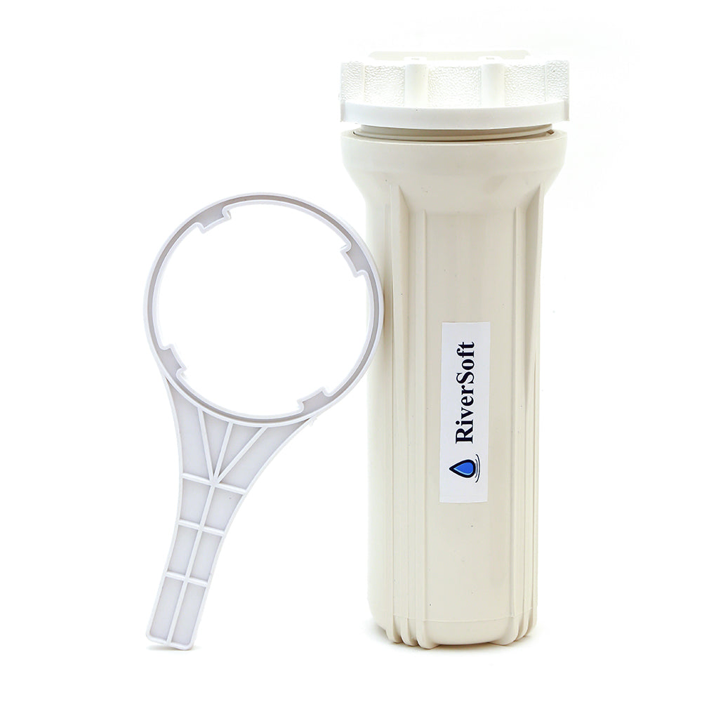 RiverSoft PreRO-10-CSPN RO prefilter assembly with additional spun cartridge | Compatible with KENT RO Water Purifier (3/8 inch / 10 mm connection, White, PP)