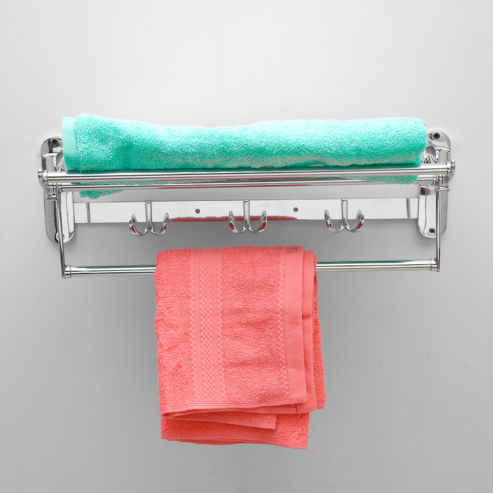 TR-F18 Stainless Steel Folding Towel Rack |Towel Stand | Hanger | Bathroom Accessories for Bathroom (18 inch)