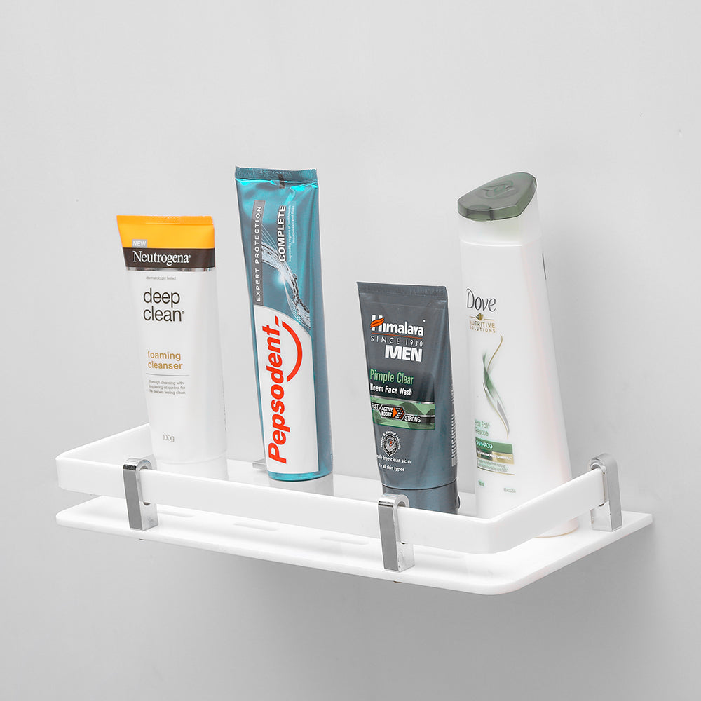 SAMANEA AC-SH-12 Multipurpose Acrylic Bathroom Shelf(12x5 inch, Acrylic, White)