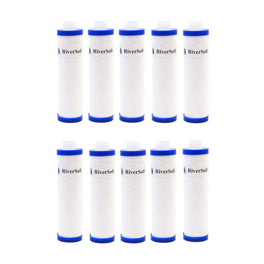 RiverSoft MLT 10-10 RO prefilter MLT spun cartridge (10 pieces, white, 9 inch, Polypropylene yarn wound)