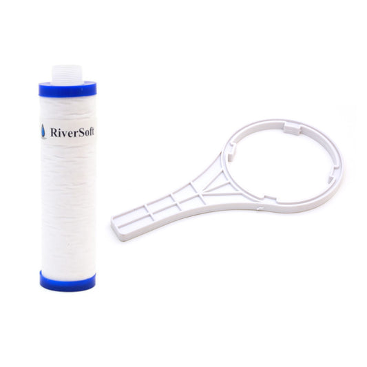 RiverSoft MLT-10-W RO prefilter MLT spun cartridge with wrench key (Polypropylene yarn wound, white, 9 inch)