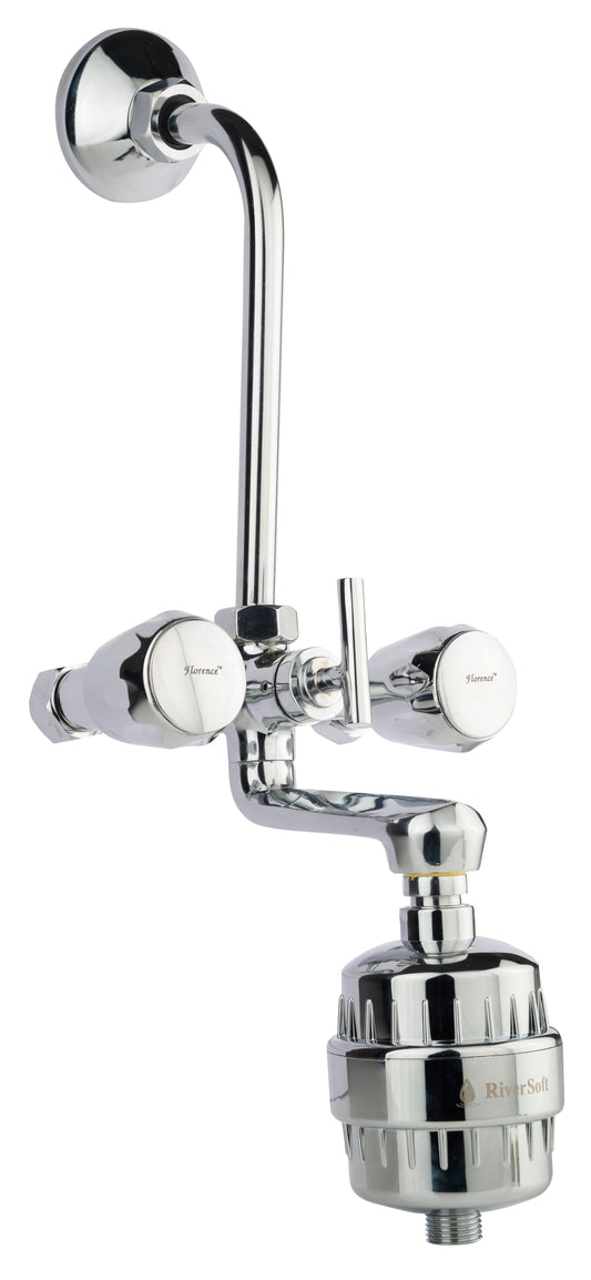Mixer tap with SF-15 PRO shower-tap filter for hard water with 15 stage