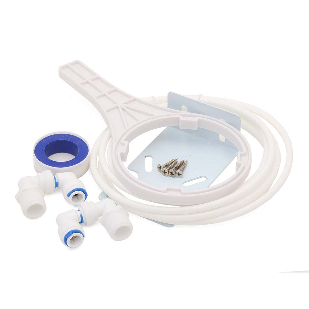 RiverSoft PreRO-10 RO prefilter housing assembly with spare spun cartridge| Compatible with KENT RO Water Purifier (3/8 inch / 10mm connection, White, PP)