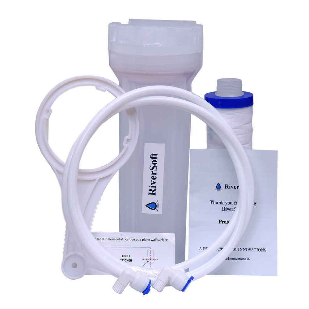 PreRO-10-STR Prefilter semi transparent housing | With MLT cartridge | Fits in all purifiers | All accesories included