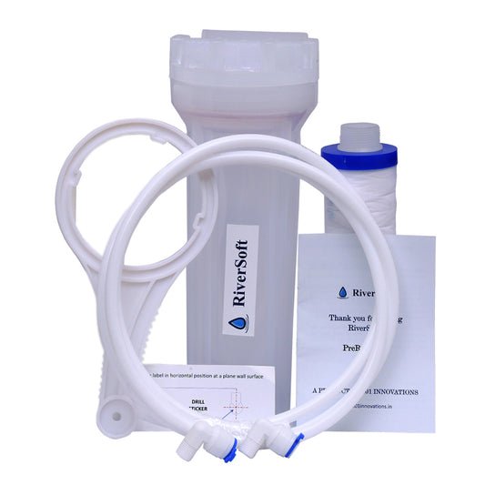 PreRO-10-STR Prefilter semi transparent housing | With MLT cartridge | Fits in all purifiers | All accesories included