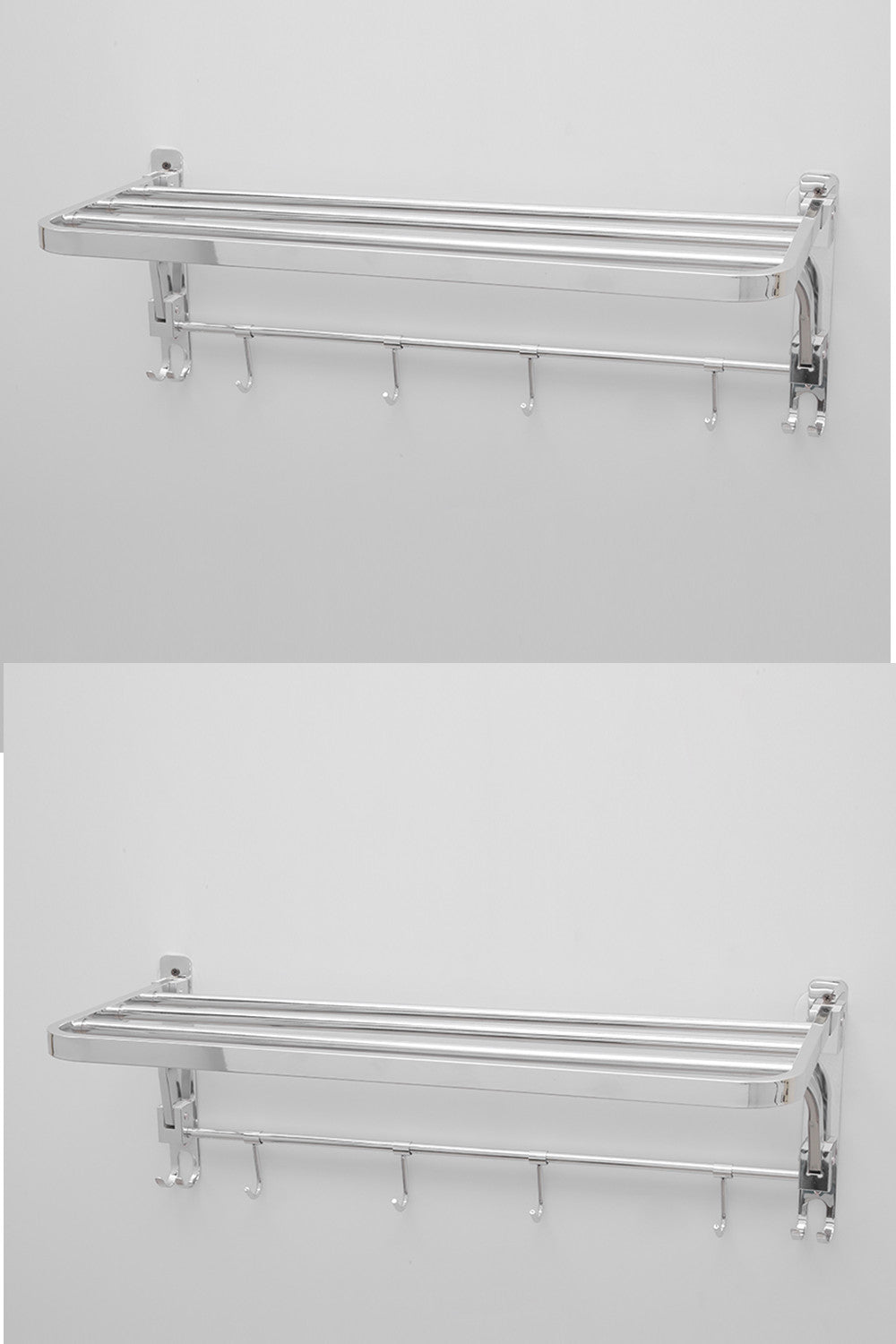 Dual Folding Towel Rack Stainless Steel for Bathroom (24 inch, Pack of 2)