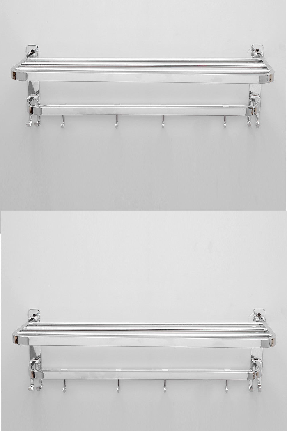 Dual Folding Towel Rack Stainless Steel for Bathroom (24 inch, Pack of 2)