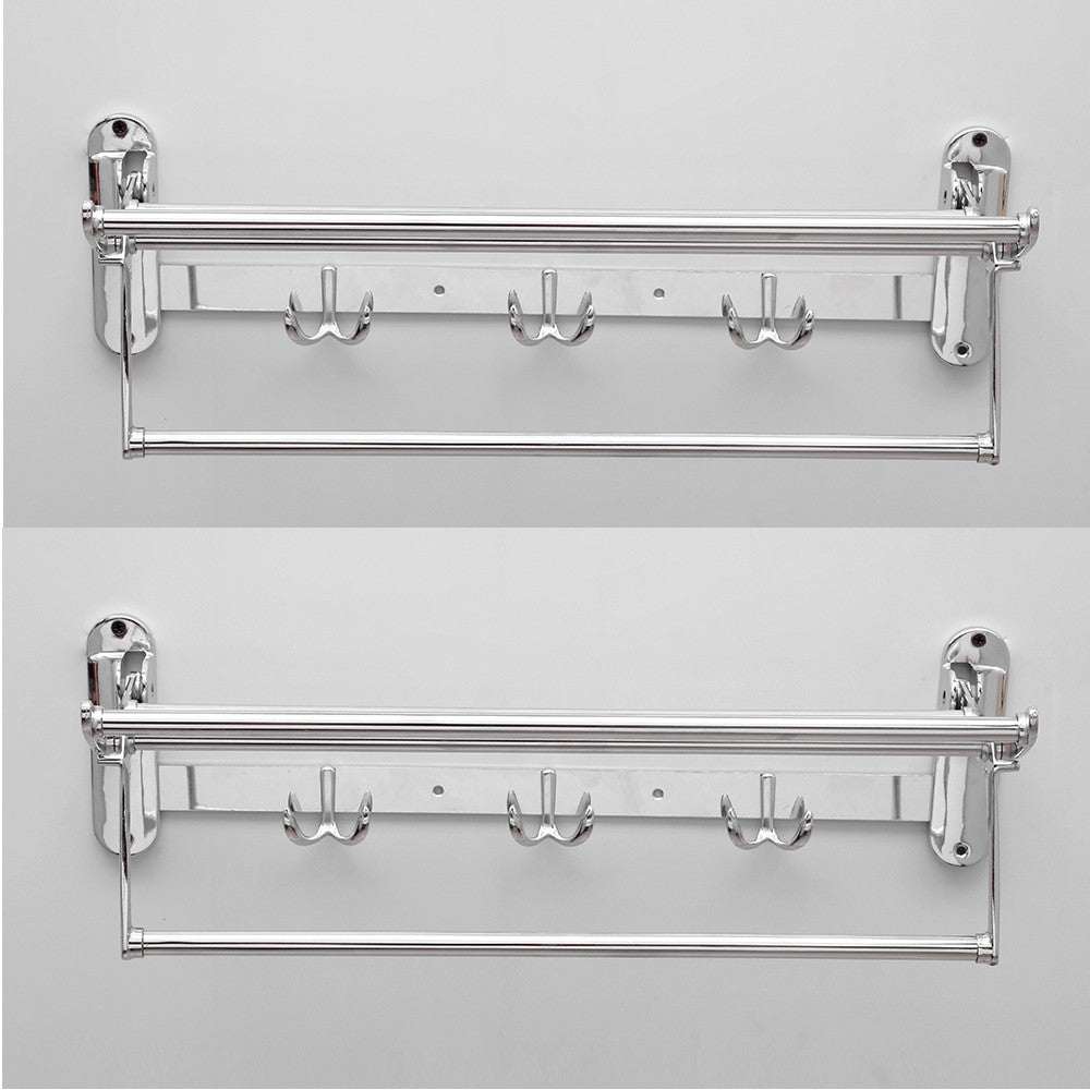 Folding Towel Rack Stainless steel | Towel Stand | Hanger (18 inch, Pack of 2)