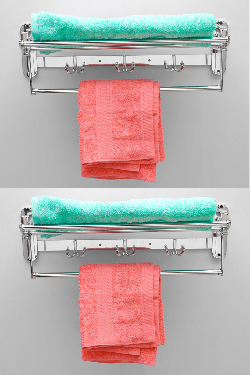 Folding Towel Rack Stainless steel | Towel Stand | Hanger (18 inch, Pack of 2)