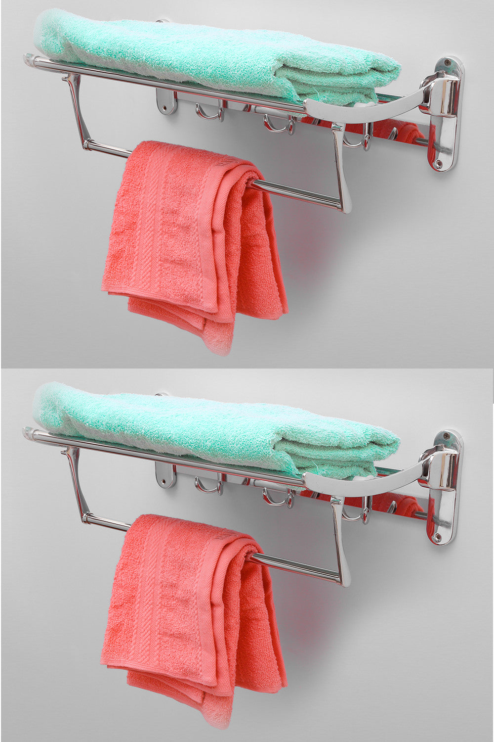Folding Towel Rack Stainless steel | Towel Stand | Hanger (18 inch, Pack of 2)