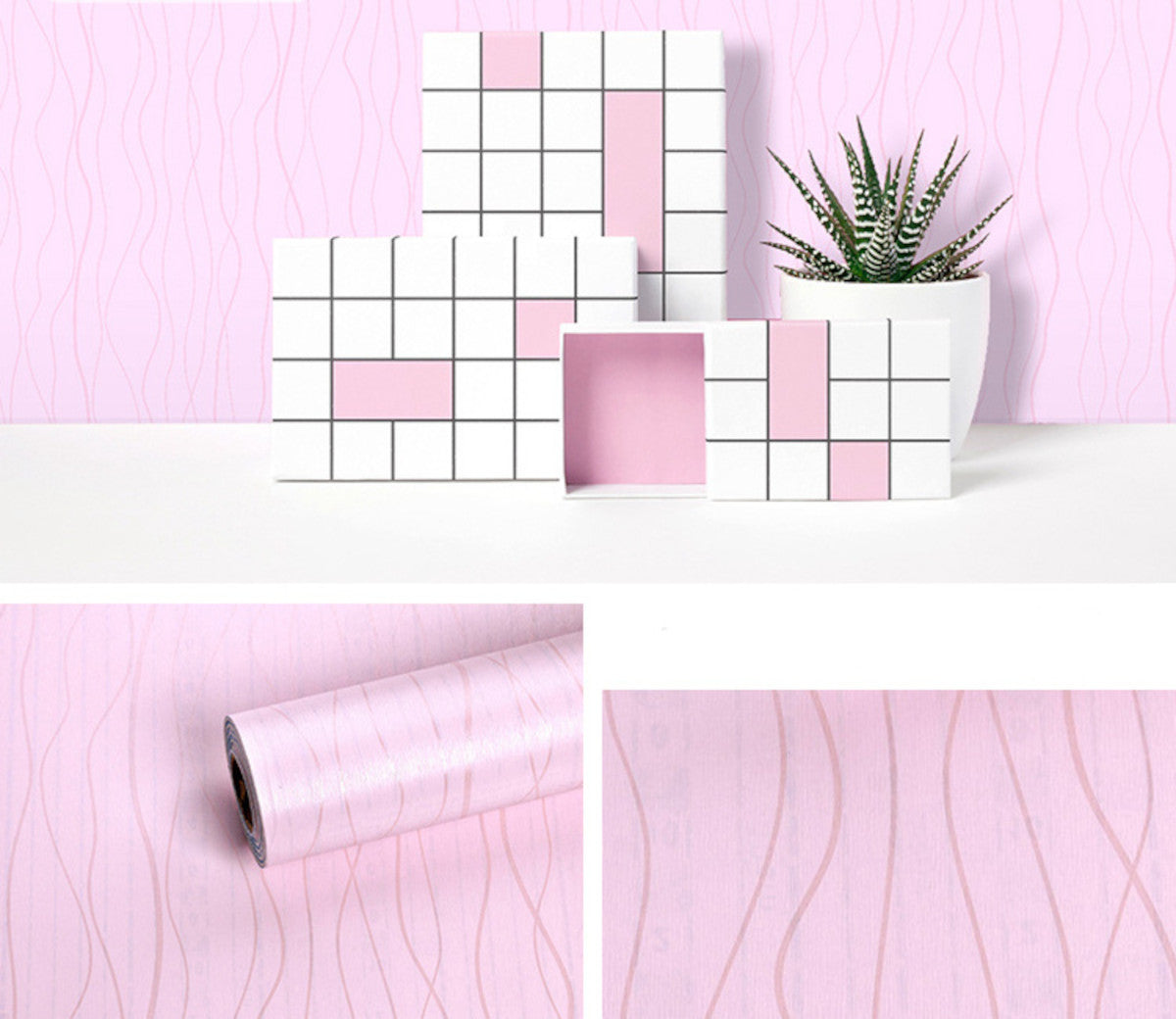 Wallsome WPB-1000 Wavy Pink Blush Self Adhesive Wallpaper for Living Room | Dining Room | Bedroom (45 x 1000 cm)