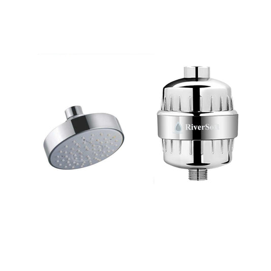 Shower head with shower filter for hard water with 15 stages
